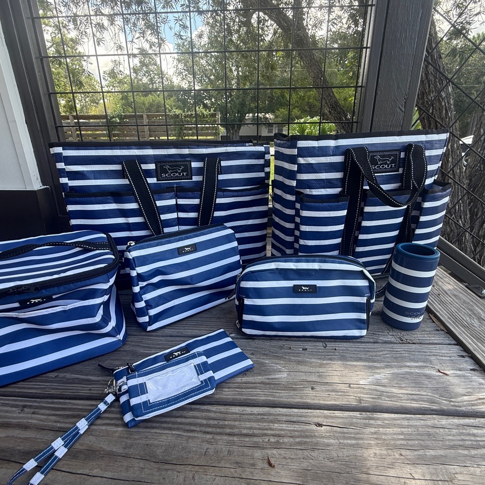 Scout Navy and White Striped Tote Collection